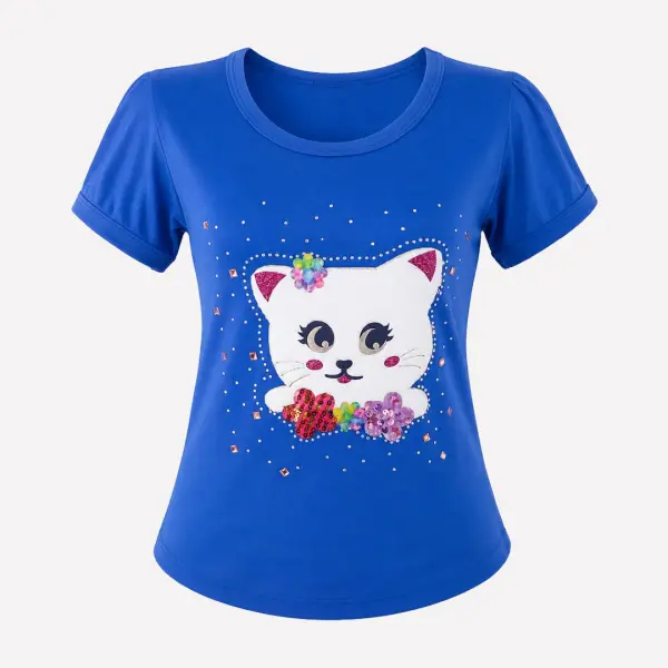 Blusa de Gatita con Detalles de Lentejuelas